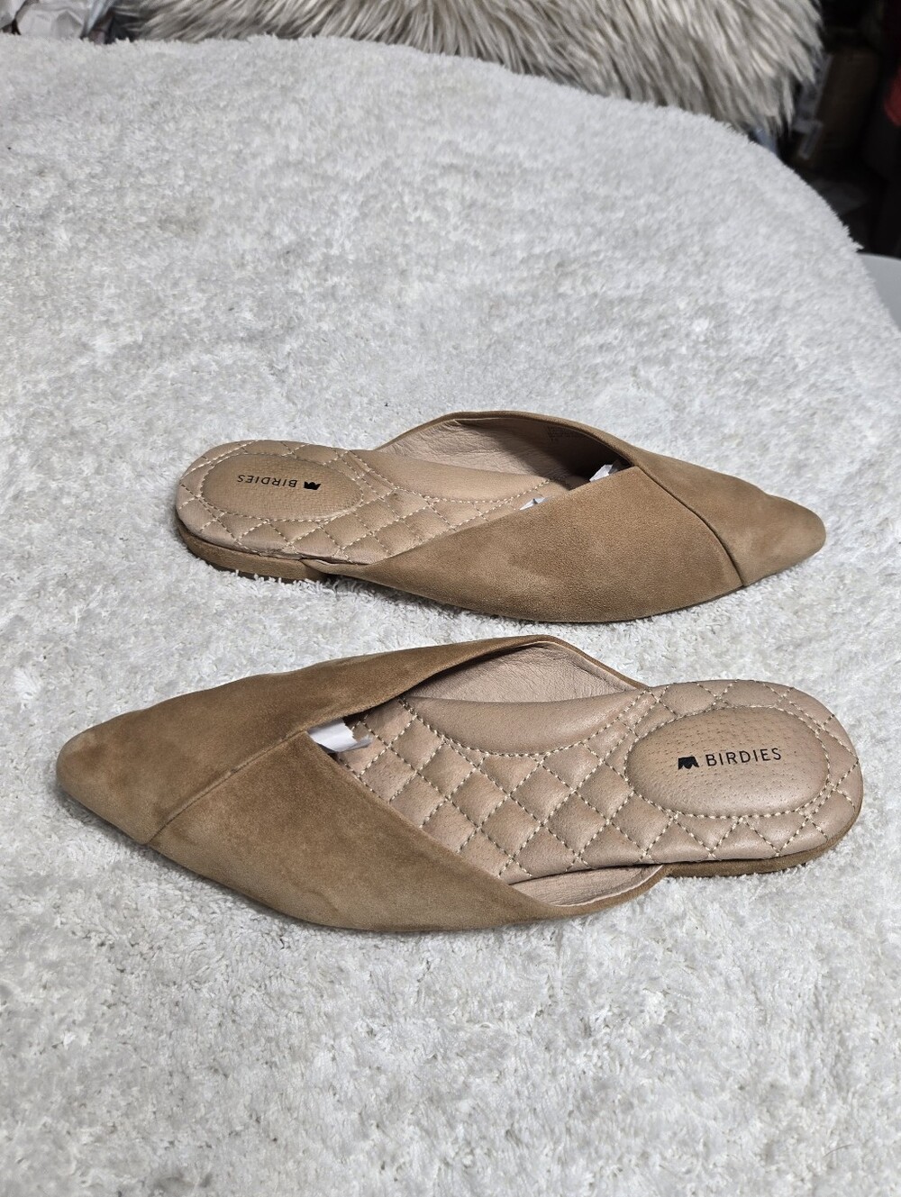 Birdies The Swan Golden Oak Suede Mule Slides 7.5 - Picture 2 of 8